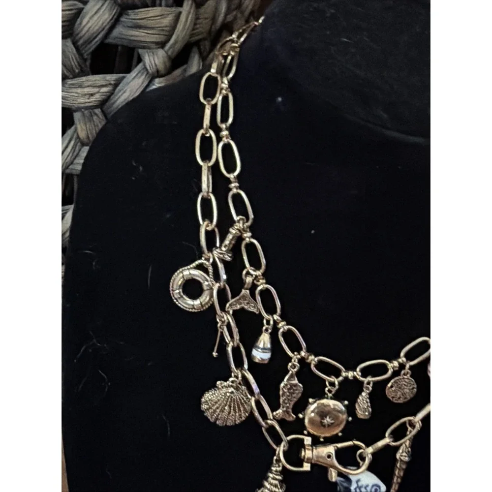 NWT Maxamillian Free People Whimsical Layer Charmer Necklace Charms Nautical Sea